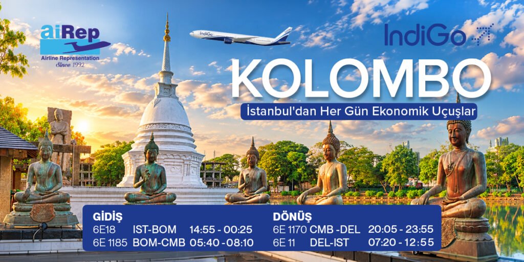IndiGo ile Kolombo'ya Her Gün İstanbul'dan Ekonomik Uçuşlar